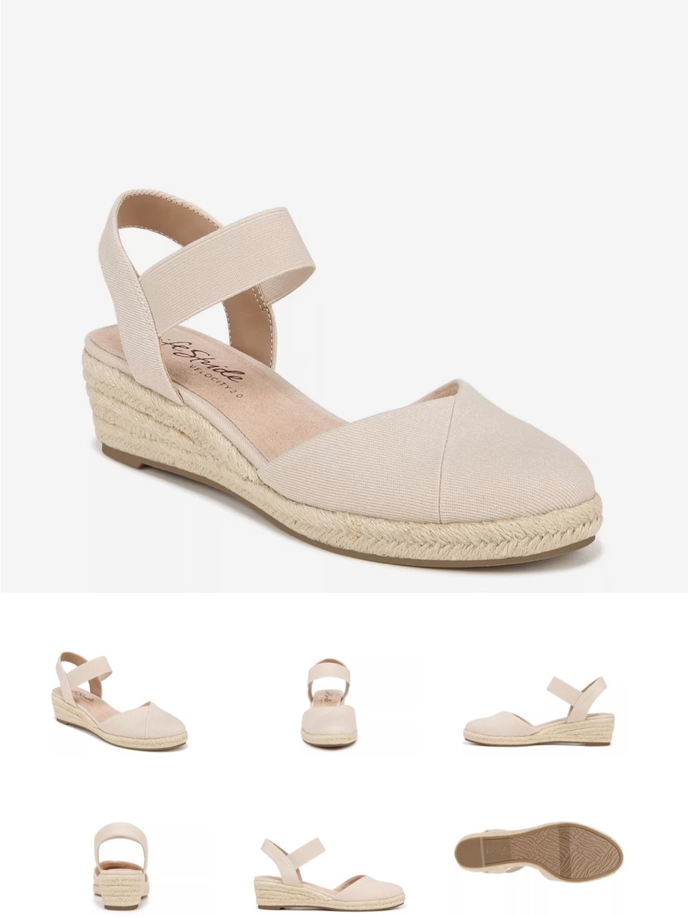LifeStride Kimmie Espadrille Wedge Sandals in Beige US 9.5